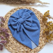Czapka turban niebieska z kokarda 80 86 stan idealny