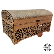 Zamykana na kluczyk drewniana szkatułka skrzynka - boho (HDF - Lancelot) 