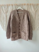 Ciepły wełniany sweter kardigan r.L 100% wełna piękny ciepły