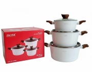 NOWY ZESTAW GARNKÓW MARMUROWYCH – 3 SZT. + POKRYWKI