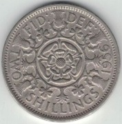 Wielka Brytania 2 szylingi two shillings (floren) 1956 -  28,4 mm - nr 2