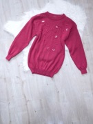 sweter, rozm. S, brudny róż, kwiaty, cekiny, vintage, retro, pastel, y2k