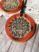 Ceramiczny wisior, naszyjnik mandala, rękodzieło 
