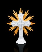 Ozdobny Marmurowy Krzyż Stojący "The Sacred Cross" Złota Aureola