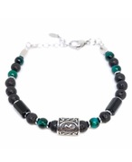 BRANSOLETKA RUNA RAIDO ZAPIĘCIE STAL 316L KAMIEŃ TURMALIN LAWA MĘSKA UNIKAT