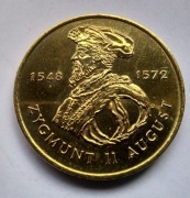 2 zł., złote 1996 Zygmunt II August. Piękne i rzadkie.