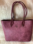 Zamszowa torba shopper, śliwkowa