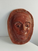 Rzeźba maska twarz PRL 