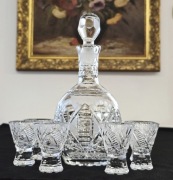 Kryształowy zestaw do wódki karafka + kieliszki vintage PRL  retro