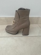 botki w kolorze beżowym ze skóry