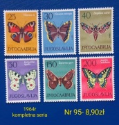 Znaczki fauna:95: motyle, owady- Jugosławia 1964r **