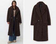 PULL&BEAR futerko futro kożuszek baranek brązowe długie NOWE płaszcz S/36