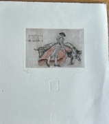 Oryginalna akwaforta/ akwatinta torreador Enrique Cid Romero Hiszpania