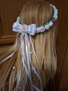 Wianuszek komunijny delikatny pudrowy róż 