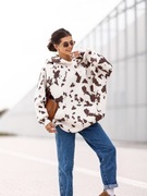 BLUZA DRESOWA OVERSIZE Z KAPTUREM KRÓWKA NOWOŚĆ 