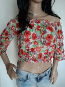 60 Top Crop top floral kwiatki Bershka rozm S