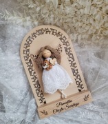 Anioł stróż makrama prezent rękodzieło Chrzest Święty Pamiątka 