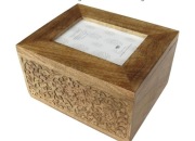 Szkatułka, skrzynka na zdjęcia, ręcznie robiona z drzewa mango