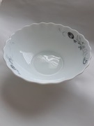 Misa biała duża miska ceramiczna z aplikacją vintage falowane brzegi