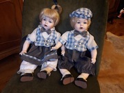 Vintage chłopiec i dziewczynka porcelanowe lalki cłopiec i dziewczynka