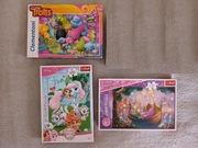 Zestaw 3 puzzle dla dzieci 100 60 szt Trolls pieski  księżniczka Disney