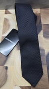 Piękny oryginalny czarny krawat jedwabny Emporio Armani
