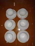 Filiżanki i spodki wykonane ze szkła hartowanego