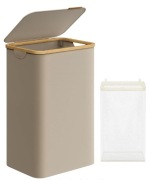 Beżowy kosz na pranie z pokrywą 90 L