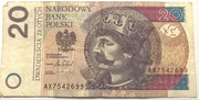 Banknot 20 zł  2016 rok unikat AX 7542669