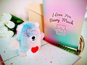 Kartka PopUp Pluszowy Miś Urodzinowa Walentynki