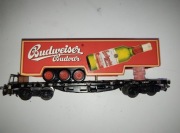 TIR-y na tory! Platforma z naczepą samochodową Budweiser H0 Rarytas!