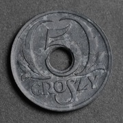 5 GROSZY / GR GG 1939 CYNK - PIĘKNY STAN !!