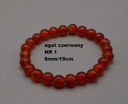 Bransoletka czerwony agat NR 1 - 8mm/19cm