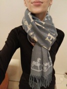 Hermes szal kaszmir błekit beż wyprzedaż