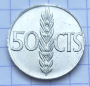 01332 Hiszpania 50 centymów 1966 UNC