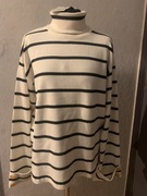 ZARA szeroki sweter tunika z golfem pasy paski guziki oversize duży