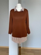 Essentials Bluzka 2w1 sweter z koszulą, ruda , rozm. M