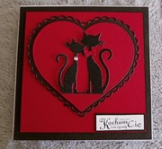 Kartka walentynkowa ręcznie robiona  kotki walentynki