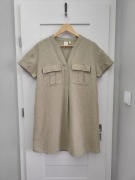 beżowa letnia sukienka len wiskoza rozmiar M h&m 