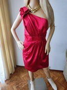 Czerwona elegancka sukienka asymetryczna koktajlowa sylwester andrzejki