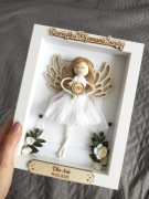 Ramka Anioł Komunia makramowy aniołek komunijny 
