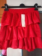 SPÓDNICZKA  DZIECIĘCA ROZMIAR 158 CZERWONA Z FALBANKAMI 