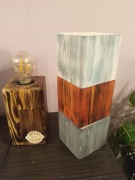 Lampka nocna retro rustykalna opalana rękodzieło 