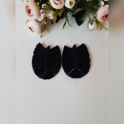 Kolczyki Piórka Makrama czarne 