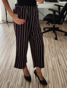 Spodnie midi, eleganckie, szerokie nogawki, S