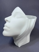 Doniczka Dekoracyjna Ozdobna Stylowa Twarz Głowa Kobieta Biała 16cm Prezent