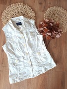 Somewhere 46XXXL biała bluzka kamizelka retro vintage damska długa