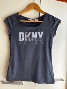 DNKY Jeans 34 XS szara koszulka z krótkim rękawem napis