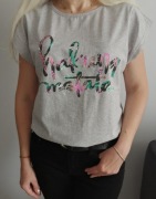 Damski T-shirt Szary Bawełna Hakuna Matata S