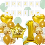 ZESTAW dekoracji na ROCZEK pierwsze Urodziny + imię